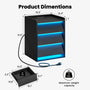 Sikaic Nightstand LED Nightstand with Charging Station and 3 Drawers Black Black / Engineered Wood / Modern