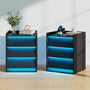 Sikaic Nightstand LED Nightstand with Charging Station and 3 Drawers Black Black / Engineered Wood / Modern