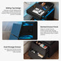 Sikaic Nightstand LED Nightstand with Charging Station and Sliding Top Black Black / Engineered Wood / Modern