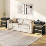 Sikaic Nightstand LED Nightstand with Charging Station and Sliding Top Black Black / Engineered Wood / Modern
