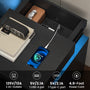 Sikaic Nightstand LED Nightstand with Charging Station and Sliding Top Black Black / Engineered Wood / Modern