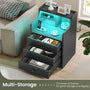 Sikaic Nightstand LED Nightstand with Hutch Drawers Charging Station Black