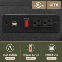 Sikaic Nightstand LED Nightstand with Hutch Drawers Charging Station Black