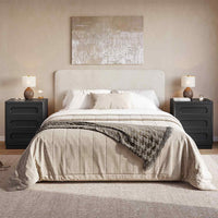 Sikaic Nightstand Nightstand with 3 Drawers Black Black / Engineered Wood / Modern