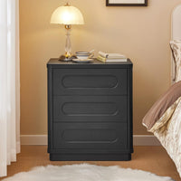 Sikaic Nightstand Nightstand with 3 Drawers Black Black / Engineered Wood / Modern