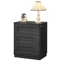 Sikaic Nightstand Nightstand with 3 Drawers Black Black / Engineered Wood / Modern