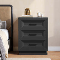 Sikaic Nightstand Nightstand with 3 Drawers Black Black / Engineered Wood / Modern