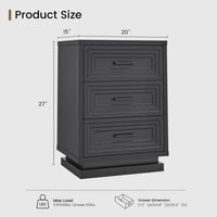 Sikaic Nightstand Nightstand with 3 Drawers Black Black / Engineered Wood / Modern