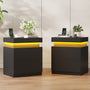 Sikaic Nightstand Nightstand with Sliding Top and 2 Drawers Black Black / Engineered Wood / Modern