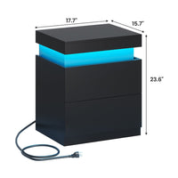 Sikaic Nightstand Nightstand with Sliding Top and 2 Drawers Black Black / Engineered Wood / Modern