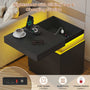 Sikaic Nightstand Nightstand with Sliding Top and 2 Drawers Black Black / Engineered Wood / Modern
