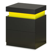 Sikaic Nightstand Nightstand with Sliding Top and 2 Drawers Black Black / Engineered Wood / Modern