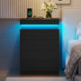 Sikaic Nightstand Nightstand with Sliding Top and 4 Drawers Black Black / Engineered Wood / Modern
