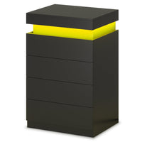 Sikaic Nightstand Nightstand with Sliding Top and 4 Drawers Black Black / Engineered Wood / Modern
