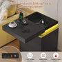 Sikaic Nightstand Nightstand with Sliding Top and 4 Drawers Black Black / Engineered Wood / Modern