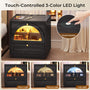 Sikaic Nightstand Sikaic Arched Glass Nightstand with 3-Color LED & Charging Station Matte Black Black / Engineered Wood / Modern