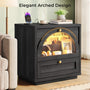 Sikaic Nightstand Sikaic Arched Glass Nightstand with 3-Color LED & Charging Station Matte Black Black / Engineered Wood / Modern