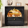 Sikaic Nightstand Sikaic Arched Glass Nightstand with 3-Color LED & Charging Station Matte Black Black / Engineered Wood / Modern