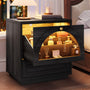 Sikaic Nightstand Sikaic Arched Glass Nightstand with 3-Color LED & Charging Station Matte Black Black / Engineered Wood / Modern