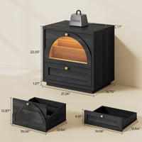 Sikaic Nightstand Sikaic Arched Glass Nightstand with 3-Color LED & Charging Station Matte Black Black / Engineered Wood / Modern