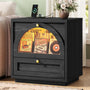 Sikaic Nightstand Sikaic Arched Glass Nightstand with 3-Color LED & Charging Station Matte Black Black / Engineered Wood / Modern