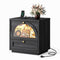 Sikaic Nightstand Sikaic Arched Glass Nightstand with 3-Color LED & Charging Station Matte Black Black / Engineered Wood / Modern