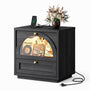 Sikaic Nightstand Sikaic Arched Glass Nightstand with 3-Color LED & Charging Station Matte Black Black / Engineered Wood / Modern