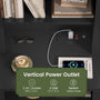 Sikaic Nightstand Tall Fluted Nightstand with Drawers and Charging Station Black Black / Engineered Wood / Modern
