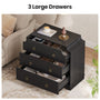Sikaic Nightstand Vintage Nightstand with Large Drawers & Anti-Tip Device Black Black / Engineered Wood / Vintage