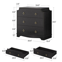 Sikaic Nightstand Vintage Nightstand with Large Drawers & Anti-Tip Device Black Black / Engineered Wood / Vintage