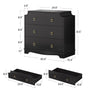 Sikaic Nightstand Vintage Nightstand with Large Drawers & Anti-Tip Device Black Black / Engineered Wood / Vintage