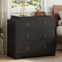 Sikaic Nightstand Vintage Nightstand with Large Drawers & Anti-Tip Device Black Black / Engineered Wood / Vintage
