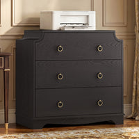 Sikaic Nightstand Vintage Nightstand with Large Drawers & Anti-Tip Device Black Black / Engineered Wood / Vintage