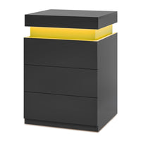 Sikaic Nightstand LED Nightstand with Sliding Top and Charging Station Black Black / Modern