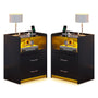 Sikaic Nightstand 2 Pack LED Nightstand with 2 Storage Drawers Black Black / Tempered Glass / Modern