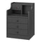 Sikaic Nightstand Nightstand with Charging Station Storage Drawers Black Black / Wood / Modern