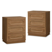 Sikaic Nightstand 2PCS Nightstand with 3 Drawers Oak Brown Brown / Engineered Wood / Modern