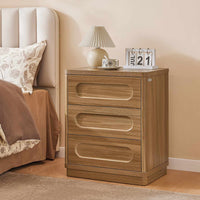 Sikaic Nightstand Nightstand with 3 Drawers Oak Brown Brown / Engineered Wood / Modern