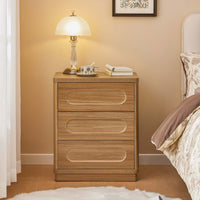 Sikaic Nightstand Nightstand with 3 Drawers Oak Brown Brown / Engineered Wood / Modern