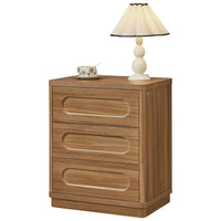 Sikaic Nightstand Nightstand with 3 Drawers Oak Brown Brown / Engineered Wood / Modern