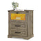 Sikaic Nightstand LED Nightstand with 2 Drawers Oak Grey Grey / Engineered Wood / Modern