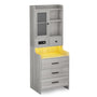 Sikaic Nightstand LED Tall Nightstand with Glass Door Storage Grey Grey / Glass / Modern