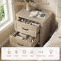 Sikaic Nightstand 22 Inch Farmhouse Nightstand with 2 Drawers Grey Oak Grey Oak / Engineered Wood / Farmhouse