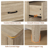 Sikaic Nightstand 22 Inch Farmhouse Nightstand with 2 Drawers Grey Oak Grey Oak / Engineered Wood / Farmhouse