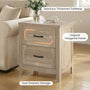 Sikaic Nightstand 22 Inch Farmhouse Nightstand with 2 Drawers Grey Oak Grey Oak / Engineered Wood / Farmhouse