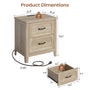 Sikaic Nightstand 22 Inch Farmhouse Nightstand with 2 Drawers Grey Oak Grey Oak / Engineered Wood / Farmhouse