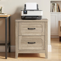 Sikaic Nightstand 22 Inch Farmhouse Nightstand with 2 Drawers Grey Oak Grey Oak / Engineered Wood / Farmhouse