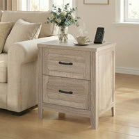 Sikaic Nightstand 22 Inch Farmhouse Nightstand with 2 Drawers Grey Oak Grey Oak / Engineered Wood / Farmhouse
