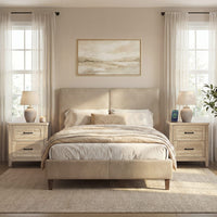 Sikaic Nightstand 22 Inch Farmhouse Nightstand with 2 Drawers Grey Oak Grey Oak / Engineered Wood / Farmhouse
