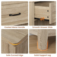 Sikaic Nightstand Farmhouse Nightstand with Drawer & Open Shelf Grey Oak Grey Oak / Engineered Wood / Farmhouse